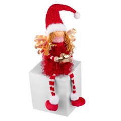 Новогодняя мягкая игрушка Novogod'ko Девочка Ангел в красном, 58см, LED крылышки, сидит