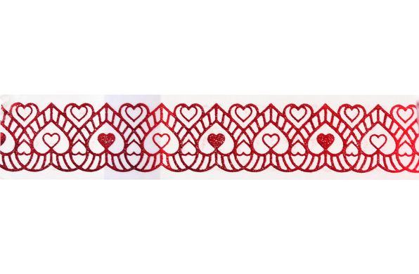 Лента бумажная фольгированная самоклеящаяся "С любовью", красный, 3 м