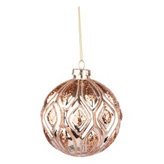 Новогодний шар Novogod'ko, стекло, 10 см, розовое золото, глянец, орнамент