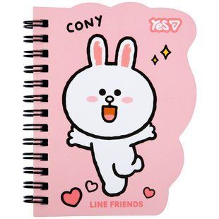 Блокнот Yes Line Friends Cony pink В7 60 аркушів клітинка