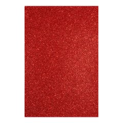 Фоамиран ЭВА красный с глиттером, с клеевым слоем, 200*300 мм, толщ. 1,7 мм, 10 л.