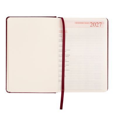 Щоденник діловий Leo Planner Vector A5 датований 2027 твердий бордовий 368 сторінок