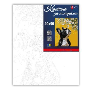 Картина по номерам SANTI Бульдог и цветы 40х50 см