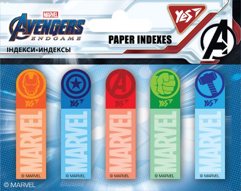 Індекси паперові YES "Marvel.Avengers" 50x15мм, 100 шт (5x20)
