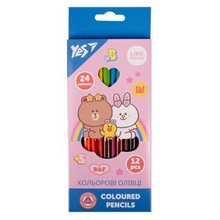 Карандаши цветные YES 12/24 цв Line Friends