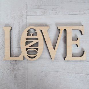 Напис з фанери 0,6 "ONE LOVE", 20 * 8,5 см