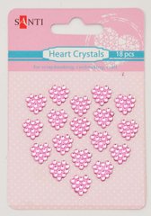 Набор кристалов самоклеющихся сердечки розовые, 18 шт
