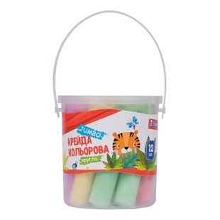 Мел цветной 1Вересня 12 шт. JUMBO в ведре "Zoo Land"