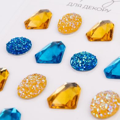 Стразы SANTI самоклеющиеся Diamonds синие, желтые, 16 шт