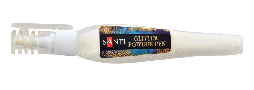 Ручка Santi с рассыпным глиттером, белый, 10г.