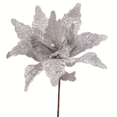 Цветок декоративный Novogod'ko Пуансеттия, серебро, 40 см