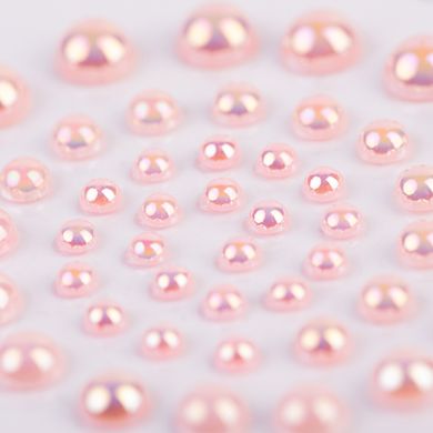 Набор жемчужин SANTI самоклеющихся светло-розовых радужных, 50 шт