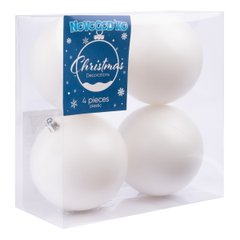 Набор новогодних шаров Novogod'ko, пластик, 10см, 4 шт/уп, белый матовый