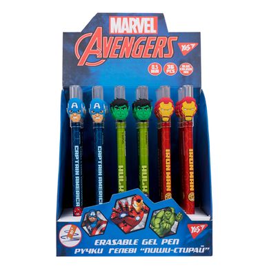Ручка гелевая YES пиши-стирай "Marvel. Avengers" 0,5мм, синяя