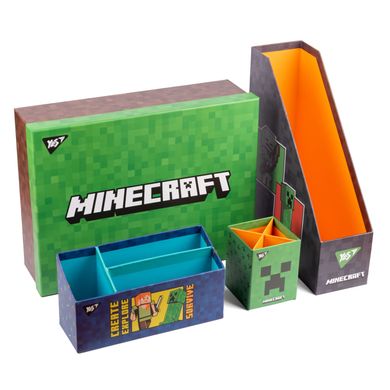 Настольный органайзер в наборе YES Minecraft' картонный, 4 предмета