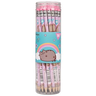 Олівець чорнографітний Yes Pusheen Rainbow круглий з гумкою
