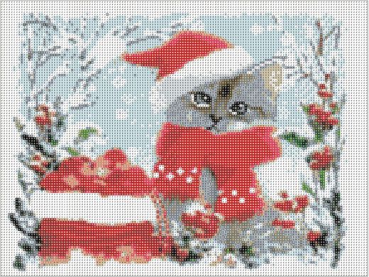 Алмазная мозаика SANTI "Рождественский котик", 30*40см