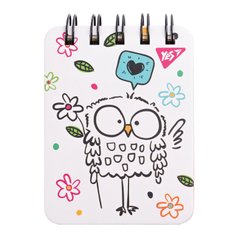 Блокнот YES А7/100 лин. дв. спир. "Sketch animal. Owl", пласт. карман