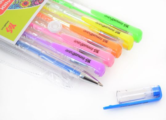 Ручки гелевые YES "Neon", набор 6 шт.
