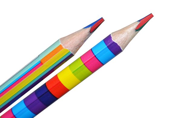 Карандаш YES "Rainbow" с четырехцветным грифелем, треугольный, заточен. микс