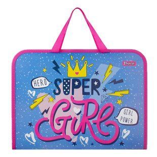 Папка-портфель 1Вересня на блискавці з тканинними ручками "Cool girl"
